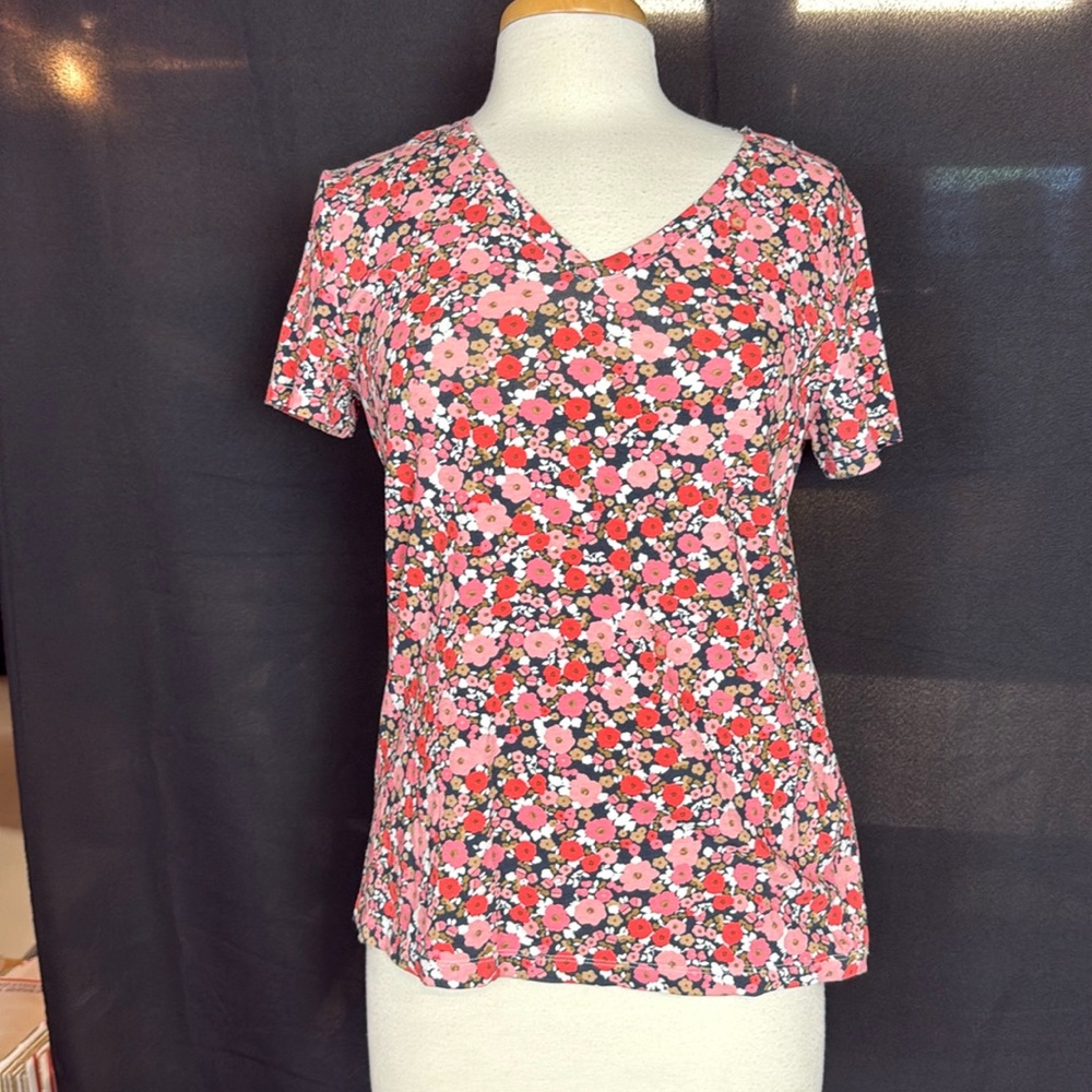 Tommy Hilfiger Floral V Neck Tee Shirt
